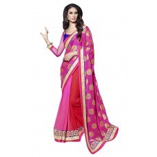 Triveni Tantalizing Multi Colored Border Worked Chiffon Georgette Saree